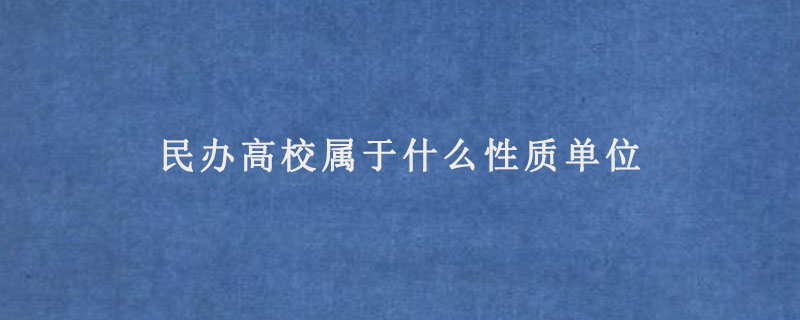 民办高校属于什么性质单位